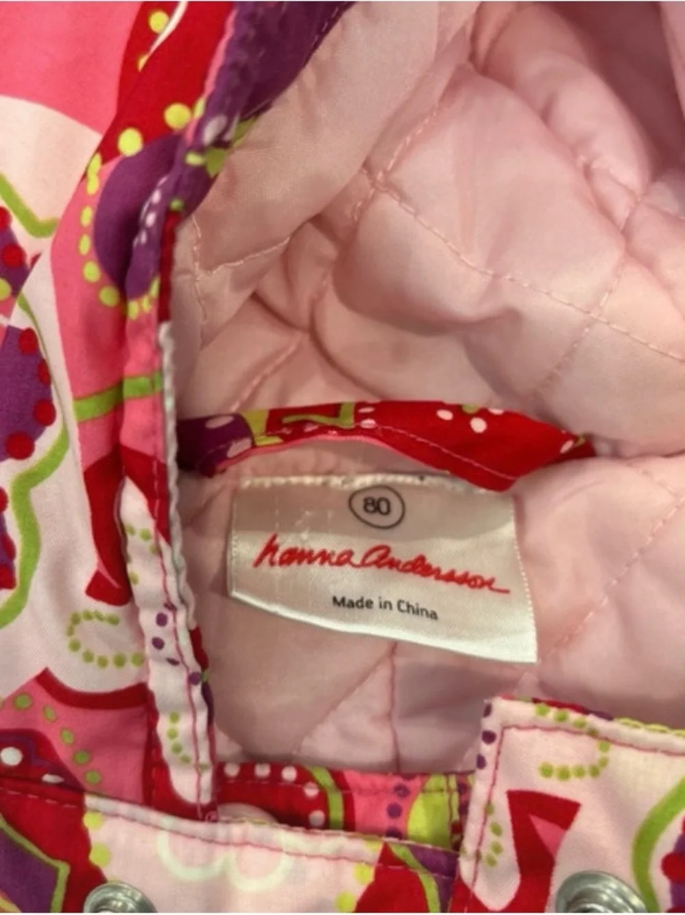 Hanna Andersson Pink Floral Quilted Hooded Baby One-Piece